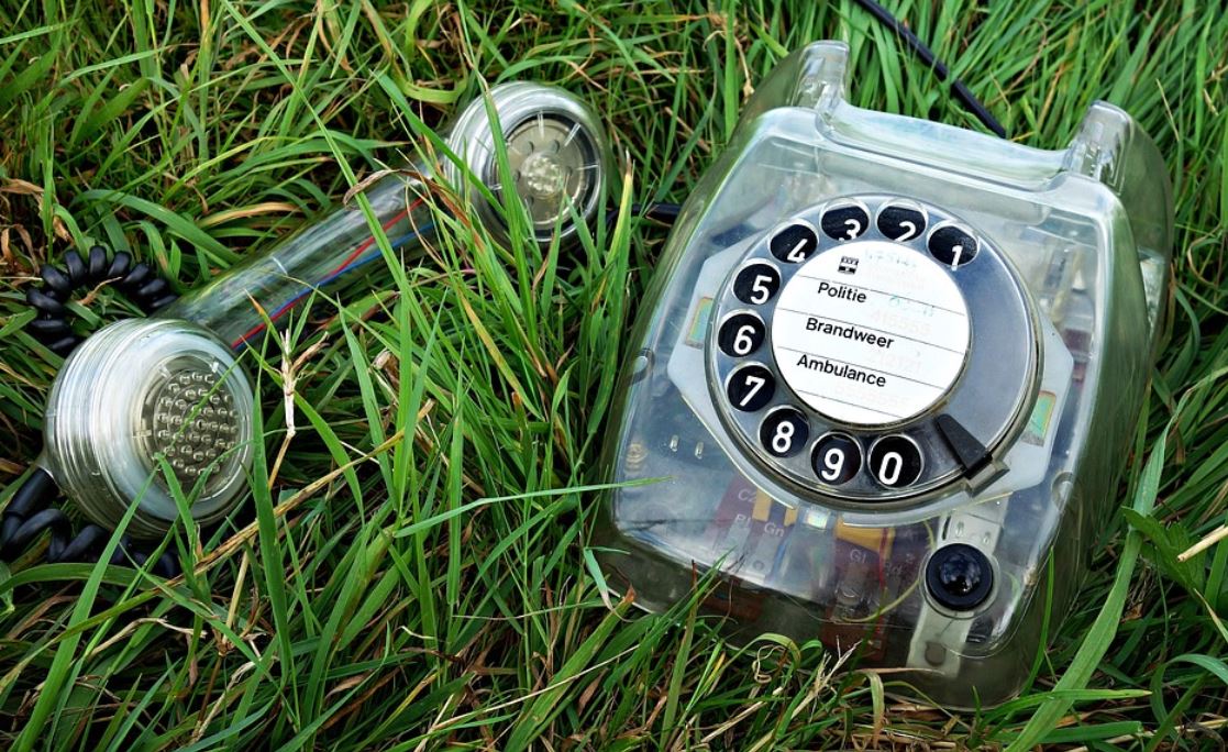 telefon v trávě